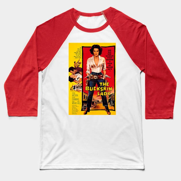 Classic Western Movie Poster - The Buckskin Lady Baseball T-Shirt by Starbase79